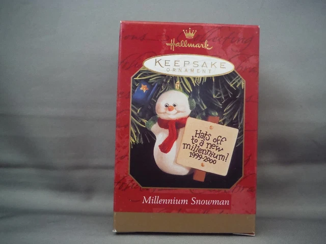 Hallmark Millennium Snowman  99 Millennium Snowma'am 2000 Christmas Ornament Lot 2