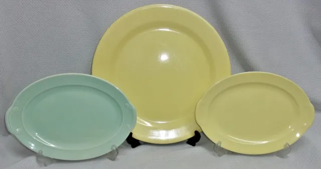 3 Pcs LURAY PASTELS 14" Chop Plate And 2 Oval 12" Platters Yellow Green