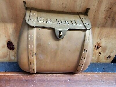 Vintage Saddle Bag US Mailbox Wall Mount Solid Brass