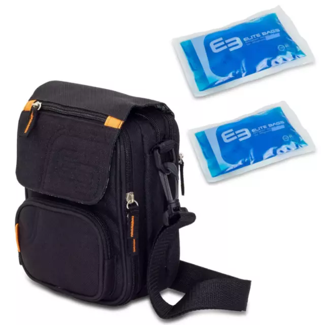 Diabetes Travel Bag FITS Isothermal Insulin Pouch Black with 2 x Gel Packs Elite