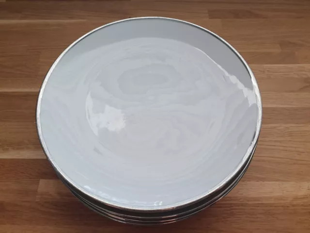 Thomas Germany Medaillon White Porcelain Platinum Silver 21cm Plates x 5