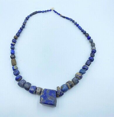 OLD Lapis Beads Necklace Ancient Roman Greek Afghani Persian Jewelry Antiquities