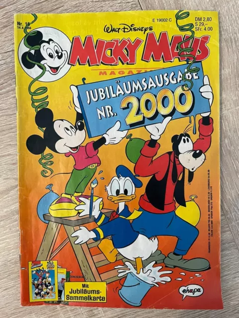 Micky Maus Comic Nr. 16/14.04.1994 inkl. Nachdruck Heft Nr. 1/1951, Zustand 2-3