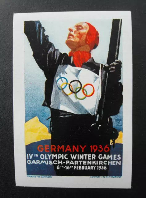 Orig. 1936 Garmisch-Partenkirchen Vignette Olympische Spiele Poster Stamp Berlin