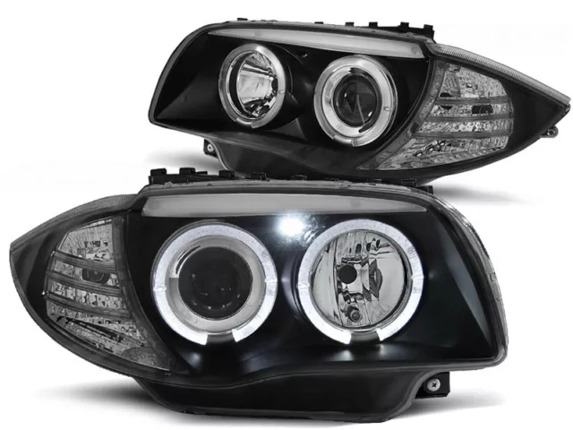 Lpbm80 Coppia Fari Anteriori Angel Eyes A Led Bmw Serie 1 E81 E82 E87 E88 2004-2 3