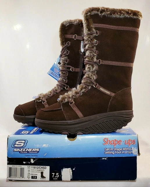 SKECHERS Shape Ups Boots, 7.5, Brown Suede Leather, Faux Fur *NEW & RARE!* SKECHERS Shape Ups Boots, 7.5, Brown Suede Leather, Faux Fur *NEW & RARE!*