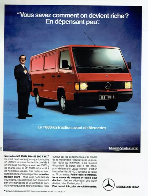 publicité Advertising  0123 1989  Mercedes-Benz fourgon  MB 100D  1000 kg  T ava