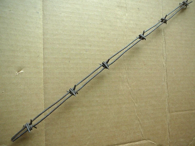 BURNELL'S FOUR POINT CROSS-OVER BARB on TWO PARALLEL LINES-  ANTIQUE BARBED WIRE
