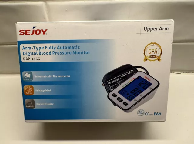 NEW Sejoy Upper Arm Blood Pressure Fully Automatic Monitor DBP-1333 FREE Ship