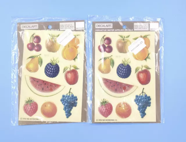 1978 Meyercord Decalart calcomanías aplicadas agua de fruta sandía, pera, manzana