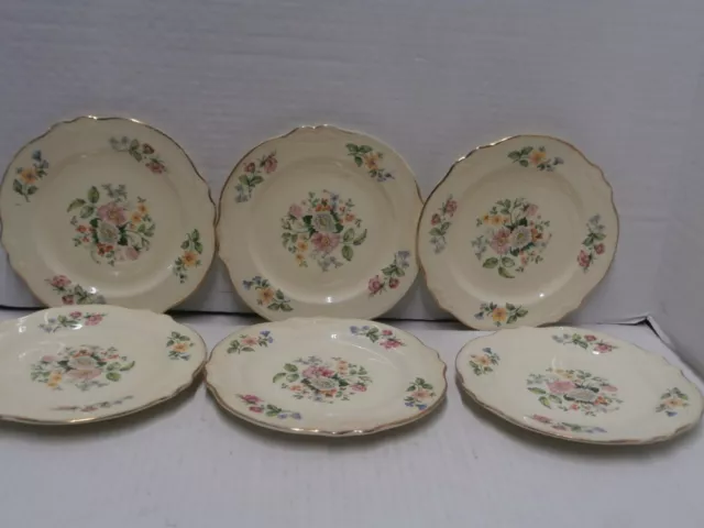 Vintage Homer Laughlin USA Virginia Rose 6 1/4" Bread Plates Set of 6 - s4c