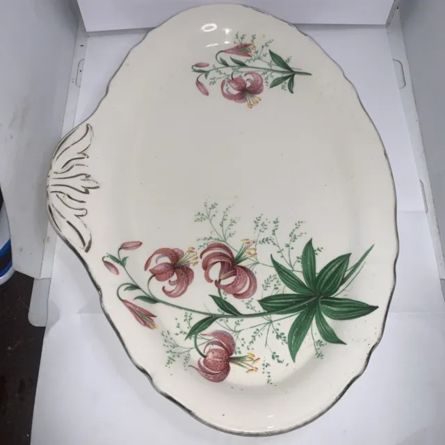 VINTAGE ALFRED MEAKIN Tab Lilly Floral Plate ENGLAND 26cm X 19cm