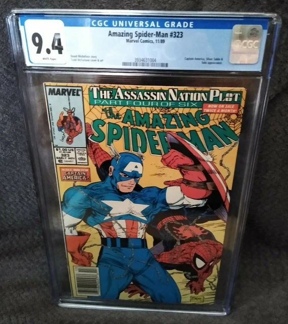 AMAZING SPIDER-MAN #323 CGC 9.4 NM McFarlane 1989 - Captain America Newsstand Ed