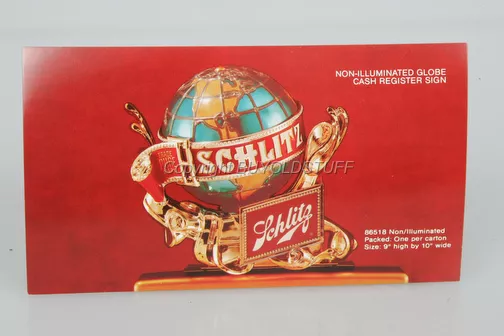 ORIGINAL OLD Schlitz Beer GLOBE CASH REGISTER SIGN Dealer Advertising Card Card