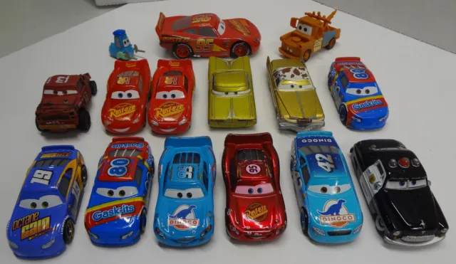 Disney Pixar Cars Diecast Lot 15 Toy Vehicles Lightning McQueen Mater Race Cars