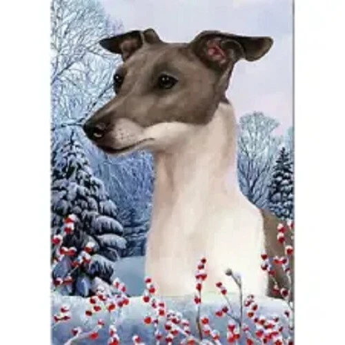 Winter Garden Flag - Blue and White Italian Greyhound 159831