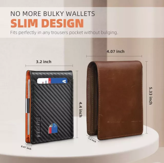 RUNBOX SLIM WALLETS for Men - Leather Money Clip Mens Wallet - RFID ...