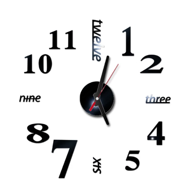 Grande Orologio da Parete 3D DIY Numeri Specchio Adesivi Moderni