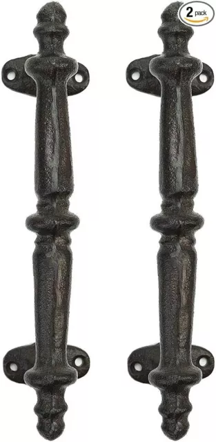 2 Large Cast Iron Door Handles Rustic Heavy Duty Garden Gate Shed Barn Pull 9 in