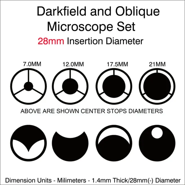 28mm Diameter Microscope Darkfield and Oblique Illumination Set