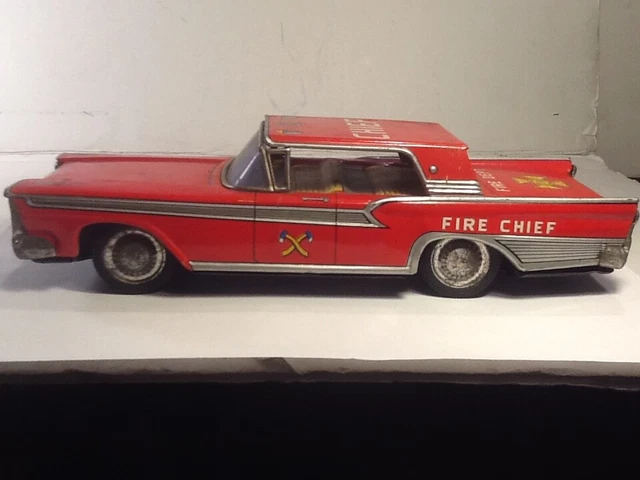 VINTAGE FIRE CHIEF Car Tin Friction 1960 Toymaster over 50 years old