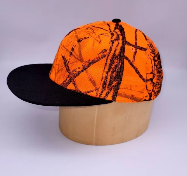 NEW Lakes Headwear Blaze Orange Camo Hunting Snapback Hat Baseball Cap USA Made