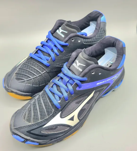 Mizuno Wave Lightning Z3 Volleyball Shoe Black Blue Womens Size 7 Pre Owned