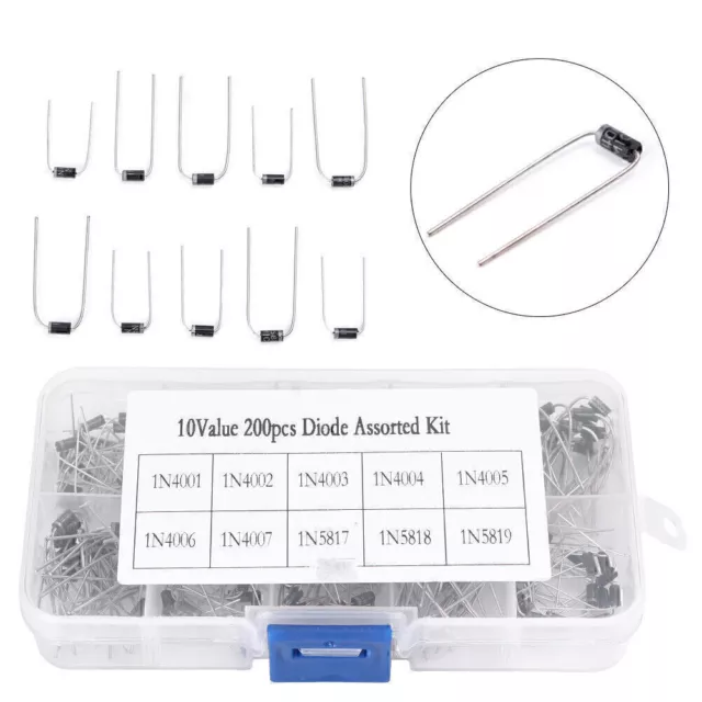10value x 20pcs Common use Diode assorted kit box 1N4001~1N4007 1N5817~1N5819