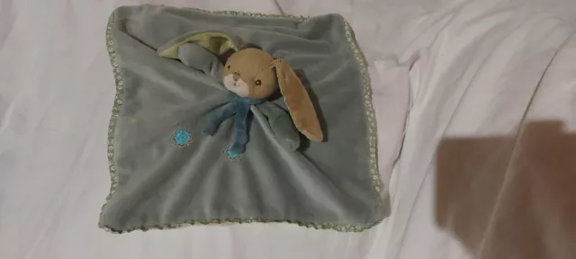 Doudou plat Lapin Bengy Beige Vert Gris Bukowski tbé