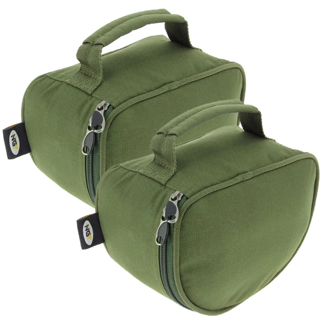 2x NGT Large Deluxe Carp Coarse Padded Green Fishing Reel Cases Set For XL Reels
