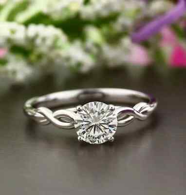 2.40 Ct Round Cut Lab-Created Diamond Prong Engagement Ring 14K White Gold Over