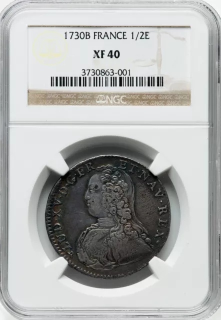 France 1730 Louis XV 1/2 Ecu - Rouen mint - NGC XF40