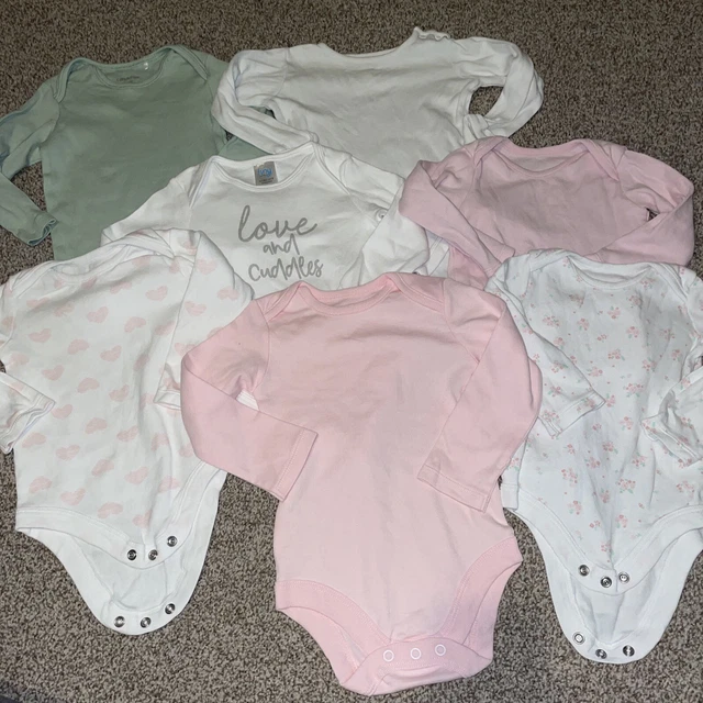 pacchetto di 7 body a maniche lunghe bambine 6-9 mesi,