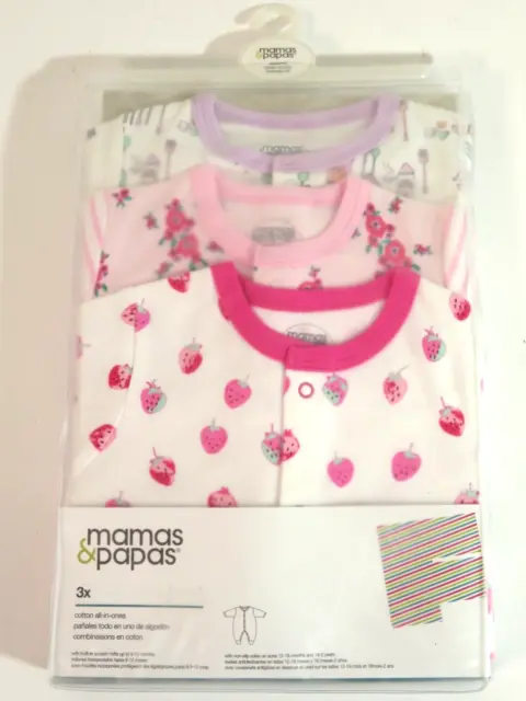Mamas & Papas - Sleepsuits - 3 Pack - Pinks & Purples - NWT - Size Newborn