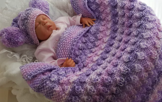 Baby Knitting Patterns Chunky 66 Baby Blanket And Hat By Precious Newborn Knits
