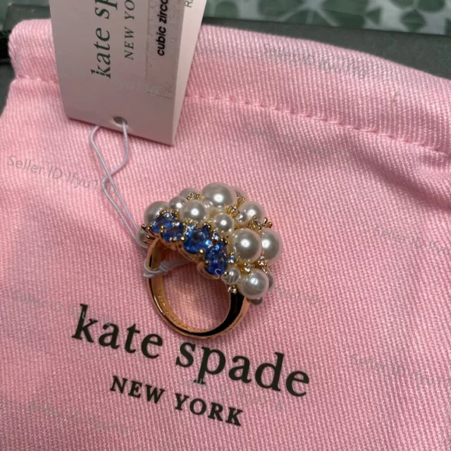 NWT Kate Ks Spade Rain Or Shine Pearl Cluster cocktail Ring Size 8/7