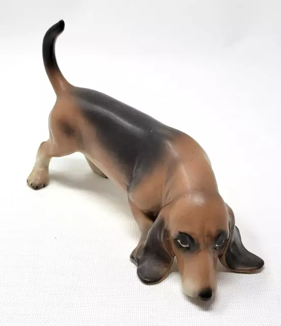 Vintage Bloodhound Hound Dog Pet Ornament Statue Figurine Porcelain 6 1/4" Long