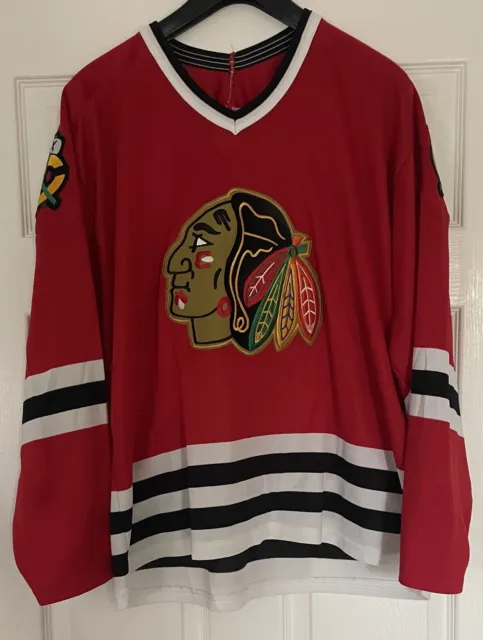 Chicago Blackhawks Jersey NHL Shirt XL CCM Tag Vintage Red Ice Hockey Home