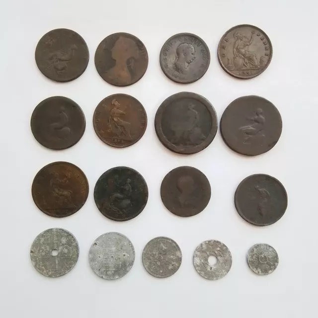 Assorted Coin Collection Bundle Includes British Penny and Half Penny Used F2