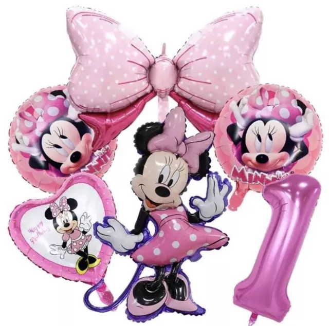 Minnie Mouse 1st Birthday Girls Pink Balloon Set Party Decorations Age 1 Kids
