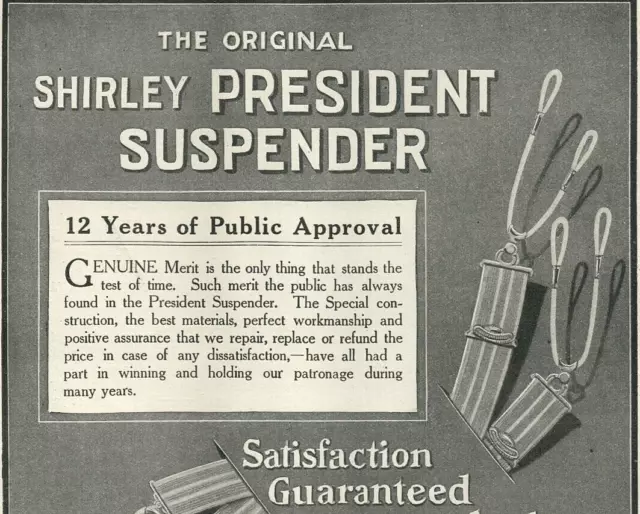 1912 Shirley President Suspenders Men's Victorian Undergarment Clothing 8455