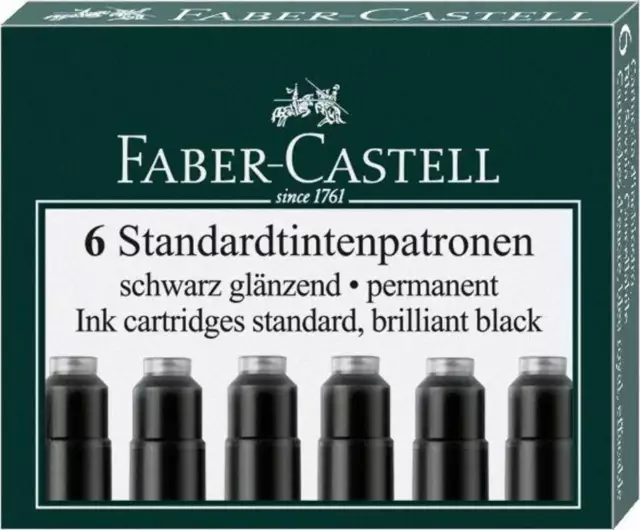 Faber-Castell Tintenpatronen Standard, 6 Stück, schwarz