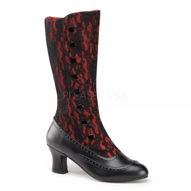 SALE! Funtasma Großmutters Gamaschen-Stiefel für Damen Spooky-160 Spitze rot