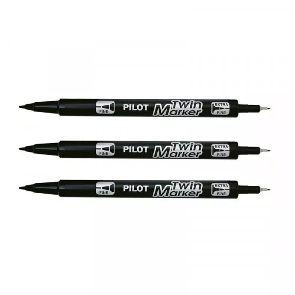 Lot de 3 marqueurs permanent Twin Marker Begreen double pointe Extra Fine Noir