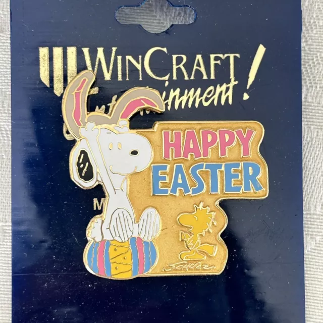 Vintage Peanuts SNOOPY WOODSTOCK Easter Enamel Pin Brooch Wincraft Entertainment 2