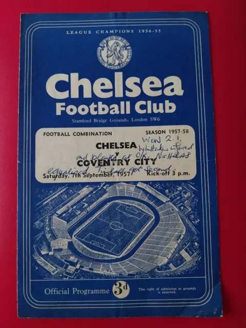 CHELSEA RESERVES v COVENTRY CITY RESERVES 1957/8