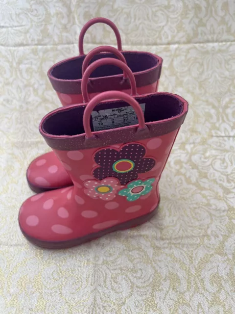 Western Chief Toddler Girls Flower Cutie Pink Rain Boots - Pink  10 Toddler EUC