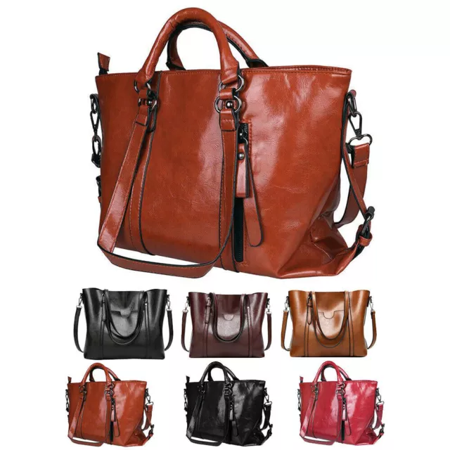 Women Soft Oiled Leather Handbag Messenger Shoulder Tote Bag Crossbody Satchel