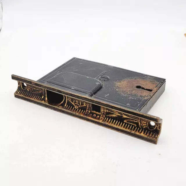 Vintage MW Co Brass Ornate Pocket Door Hardware Salvage Skeleton Keyhole