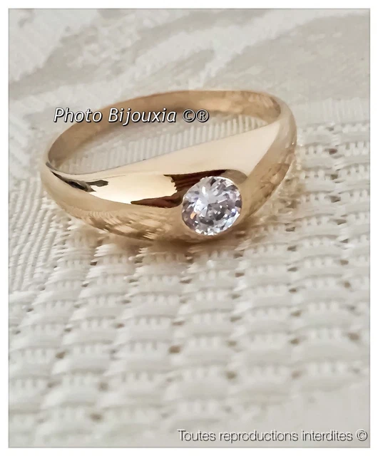 Alliance Large En Zirconiun Plaqué Or 18 Carats - Taille 46 à 70 - Avec Zirconium Cubique